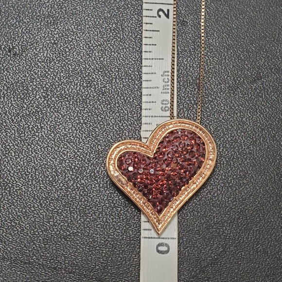 Rose gold over SS heart pendant necklace - Picture 6 of 11